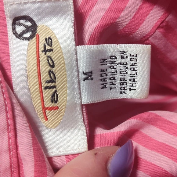 Talbots Pink and White Striped Shirt Size M #555 - Picture 3 of 4
